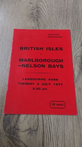 Marlborough - Nelson Bays v British Lions 1977 Rugby Programme