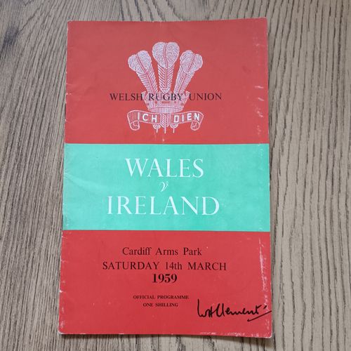 Wales v Ireland 1959 Rugby Programme