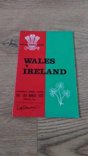 Wales v Ireland 1973 Rugby Programme