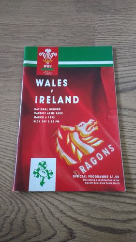 Wales v Ireland 1993 Rugby Programme