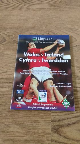 Wales v Ireland 1999 Rugby Programme