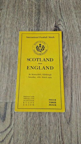 Scotland v England 1929 Rugby Programme