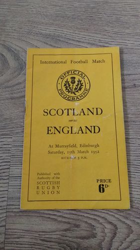 Scotland v England 1952 Rugby Programme