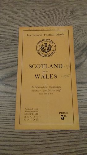 Scotland v Wales 1946 Rugby Programme