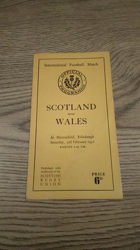Scotland v Wales 1951 Rugby Programme
