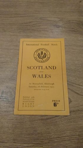 Scotland v Wales 1953 Rugby Programme