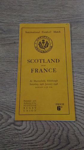 Scotland v France 1948 Rugby Programme