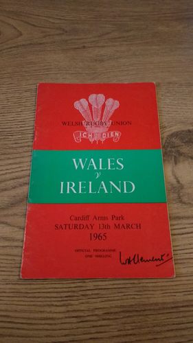 Wales v Ireland 1965 Rugby Programme