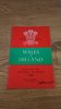Wales v Ireland 1965 Rugby Programme