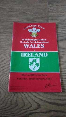 Wales v Ireland 1991 Rugby Programme