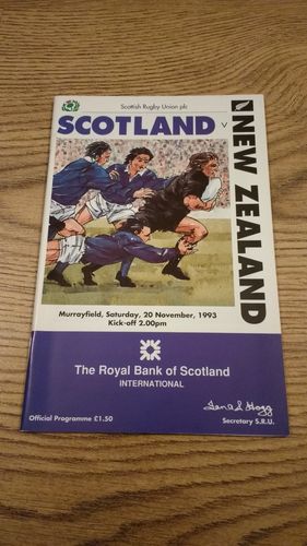 Scotland v New Zealand 1993 Rugby Programme