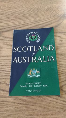 Scotland v Australia 1958 Rugby Programme