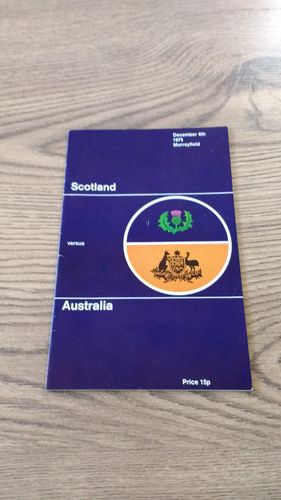 Scotland v Australia 1975 Rugby Programme