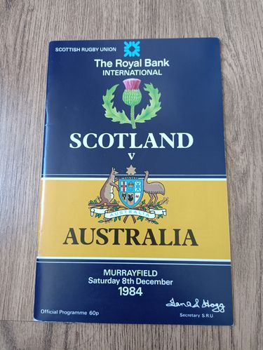Scotland v Australia 1984 Rugby Programme
