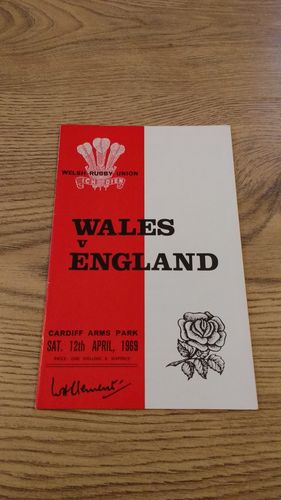 Wales v England 1969 Rugby Programme