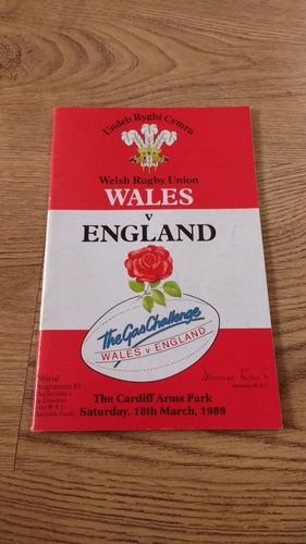 Wales v England 1989 Rugby Programme