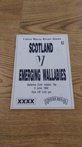 Emerging Wallabies v Scotland 1992 Tour Rugby Programme