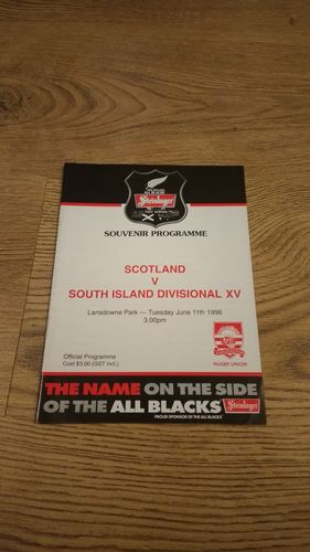 South Island Divisional XV v Scotland 1996 Rugby Programme