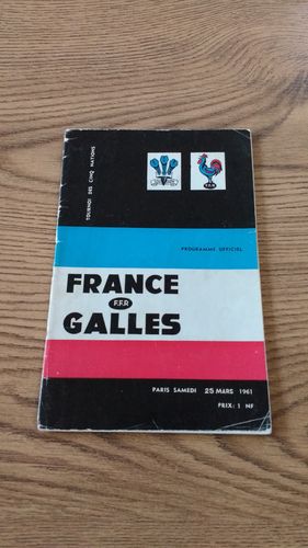 France v Wales 1961 Rugby Programme