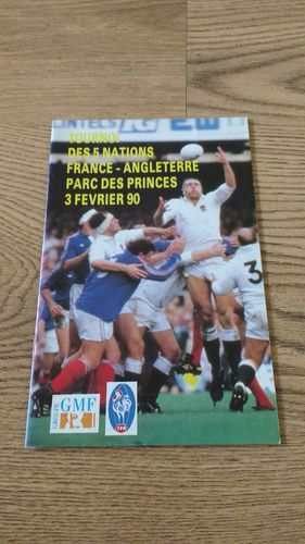 France v England 1990 Rugby Programme