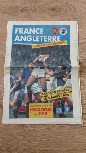 France v England 1994 Rugby Programme