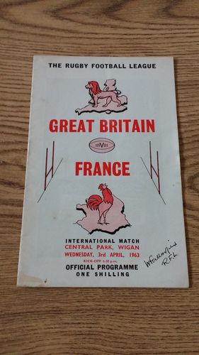 Great Britain v France 1963 Rugby League Programme