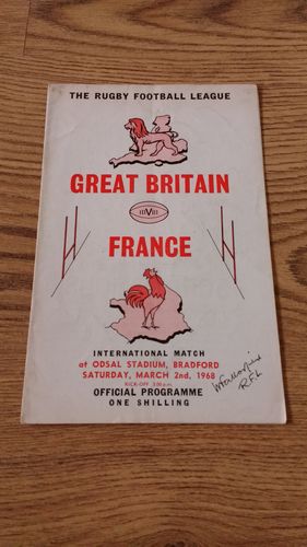 Great Britain v France 1968 Rugby League Programme