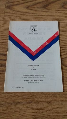 Great Britain Amateurs v France Amatuers 1978 Rugby League Programme
