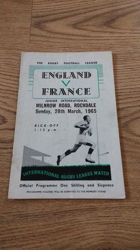 England Under 19 v France Under 19 1965 Rugby League Programme