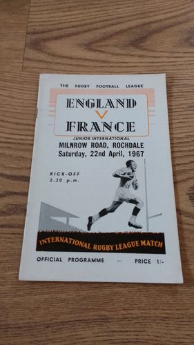 England Under 19 v France Under 19 1967 Rugby League Programme