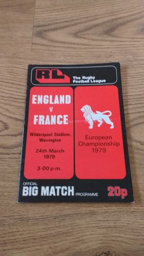 England v France 1979 Rugby League Programme