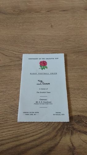 England v Scotland 1979 Rugby Dinner Menu & Guest List