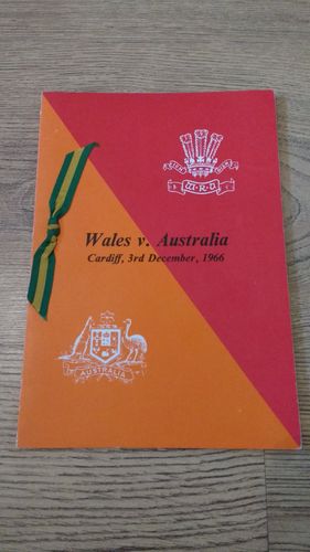Wales v Australia 1966 Rugby Dinner Menu