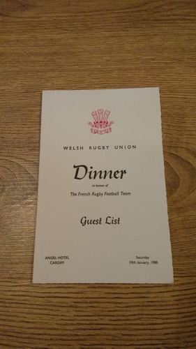 Wales v France 1980 Rugby Dinner Guest List