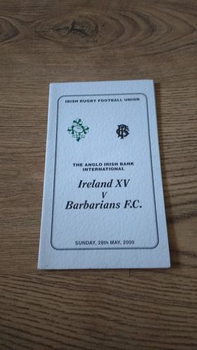 Ireland XV v Barbarians 2000 Rugby Dinner Menu & Guest List