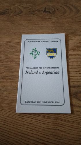 Ireland v Argentina 2004 Rugby Dinner Menu & Guest List