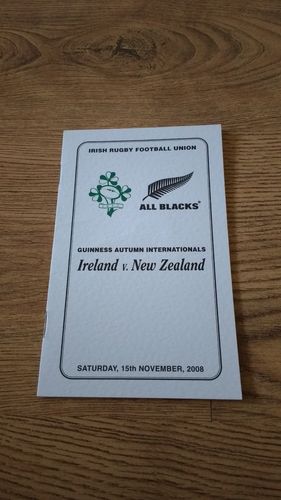 Ireland v New Zealand 2008 Rugby Dinner Menu & Guest List