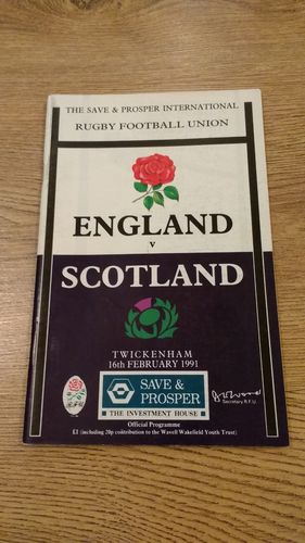 England v Scotland 1991 Rugby Programme