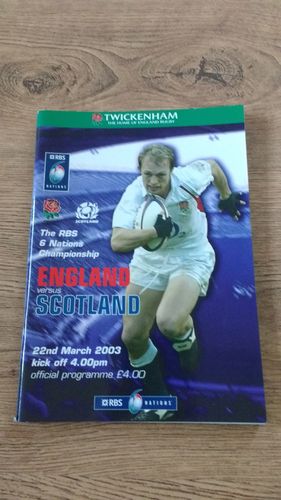 England v Scotland 2003 Rugby Programme