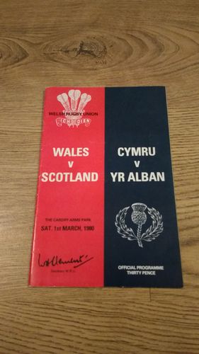 Wales v Scotland 1980 Rugby Programme