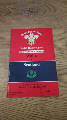 Wales v Scotland 1986 Rugby Programme