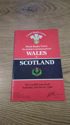 Wales v Scotland 1990 Rugby Programme