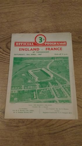 England v France 1947 Rugby Programme