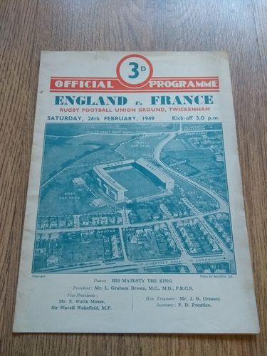 England v France 1949 Rugby Programme