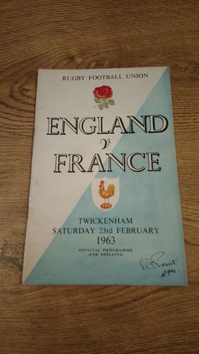England v France 1963 Rugby Programme