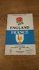 England v France 1985 Rugby Programme
