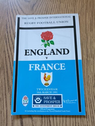 England v France 1991 Rugby Programme