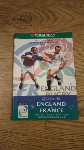 England v France 2001 Rugby Programme