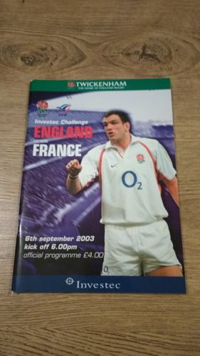 England v France 2003 World Cup Warm-Up Rugby Programme
