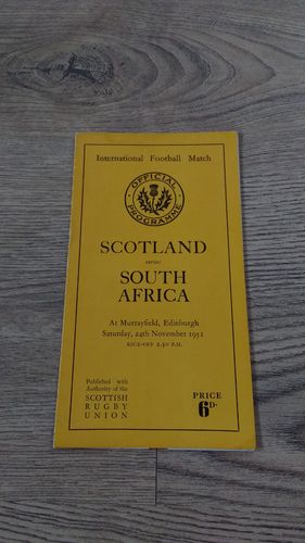 Scotland v South Africa 1951 Rugby Programme